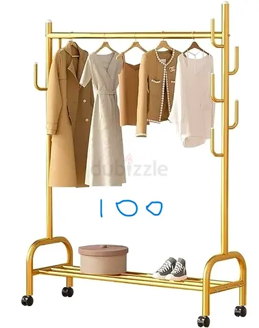 New Gold Clothing Rack - Single Rail Garment Stand