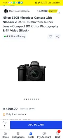 Nikon Z50 with 24-50mm Kit Lens (Mirrorless) - Excellent Condition