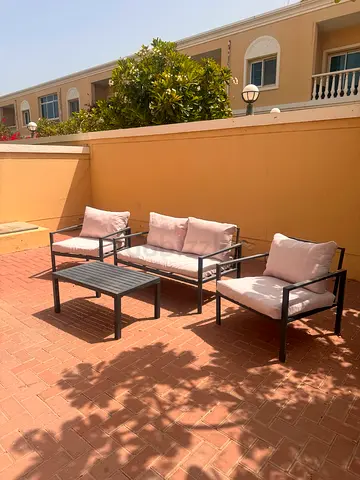 Outdoor patio sofa set with cushions - 3 pieces + coffee table