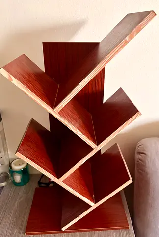 Used Zig-Zag Wooden Corner Bookshelf - 4 Tier