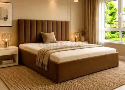 Brend New fabric wooden King size 180x200 Bed with Madical Matress Available