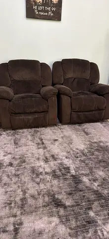 Pair of Brown Recliner Armchairs - Comfortable  Plush