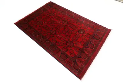 1.3x2 Traditional Deep Red Oriental Area Rug afghan wool rug