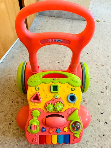 Firststep Baby Walker with Activity Play Panel - Pink/Green