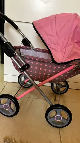 Pink Polka Dot Doll Stroller / Pram - Good Condition