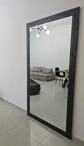 Full-Length Rustic Black Framed Wall Mirror - 200x90cm (approx.)