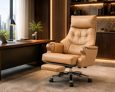 Titus High Back Executive Leather Chair with Footrest Dubai | Luxury Office Chair UAE