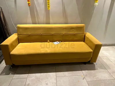 Used Mustard Yellow 3-Seater Sofa - Good Condition