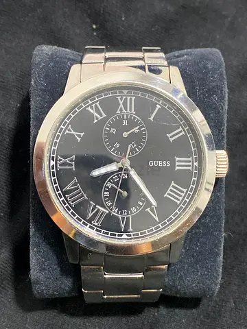 Mens Guess stainless steel wristwatch - black dial