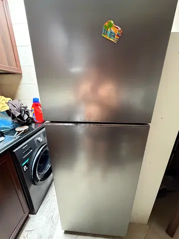 Silver Double-Door Refrigerator - Good Working Condition