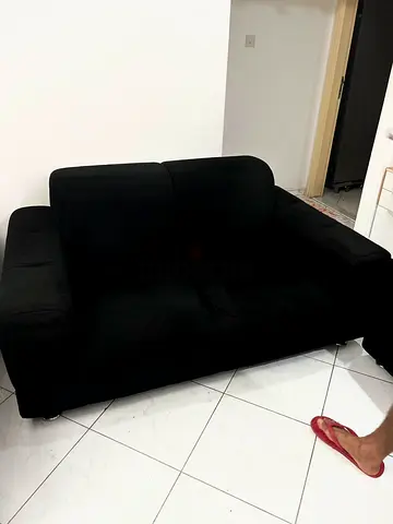 Black Two-Seater+One Sofa in Good Used Condition