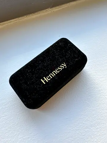 Pair of silver-tone cufflinks (Hennessy engraving) in presentation box