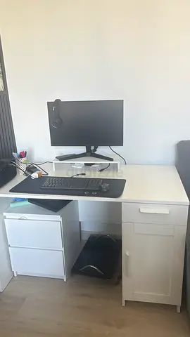 White ikea Study Desk with drawer and cabinet