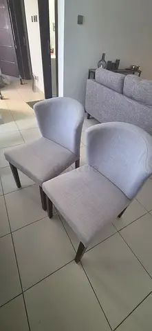 Set of 2 Light Grey Upholstered Dining Chairs with Wooden Legs