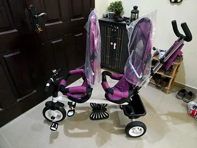 Double Tandem Trike/Stroller - Purple, Used (Two Seats)
