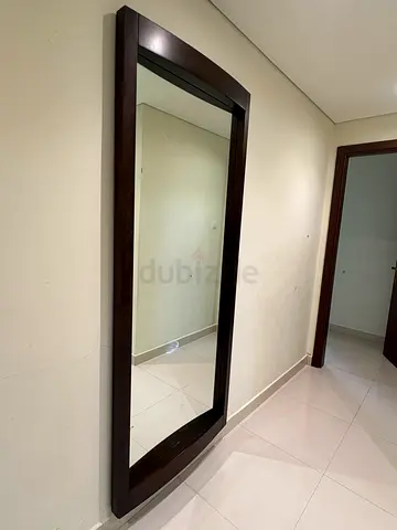 Large Full-Length Wooden Framed Wall Mirror - Dark Brown