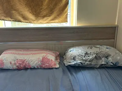 2 month old only Double bed frame with headboard and medical mattress