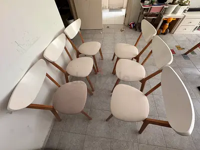 White Scandinavian Style Dining Table with 6 Matching Chairs