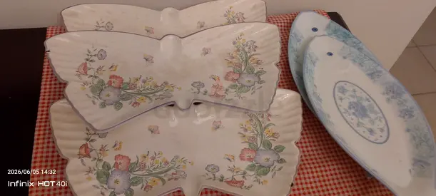Set of vintage ceramic butterfly serving dishes