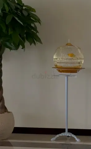Small round bird cage with stand - good condition