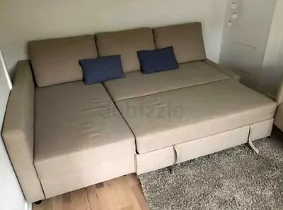 Light beige fabric sofa bed - good condition
