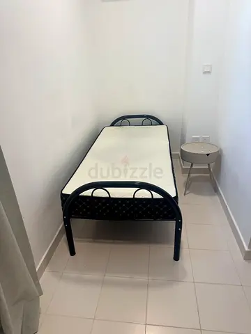 Single Black Metal Bed Frame with Mattress - Good Condition