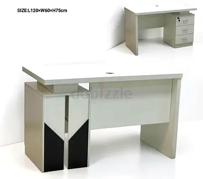 White Office Desk with 3-Drawer Pedestal – 120x60x75 cm