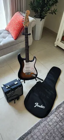 Fender Electric Guitar with Bag and Practice Amp