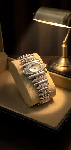 Silver-toned womens bracelet watch with crystal accents - good condition
