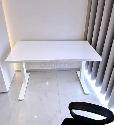 White Minimalist Office Desk - Rectangular Workstation+ chair