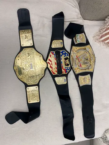 Set of 3 WWE Replica Championship Belts - Good Used Condition
