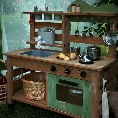Wooden Play Kitchen Set with Accessories