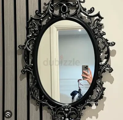 IKEA Ornate Black Baroque Oval Wall Mirror - Decorative Frame