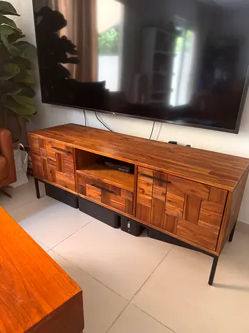 Homes R Us  Wooden TV Stand and Entertainment Unit - Walnut Colour