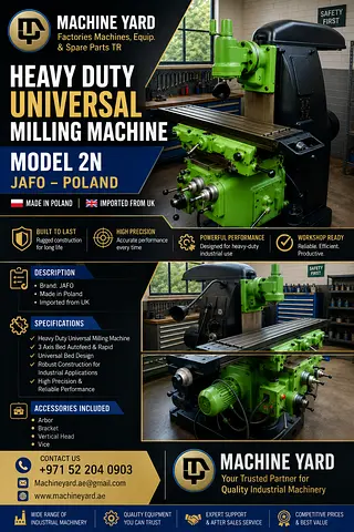 Jafo Poland (Imported) - Model 2N - Heavy Duty Universal Milling Machine