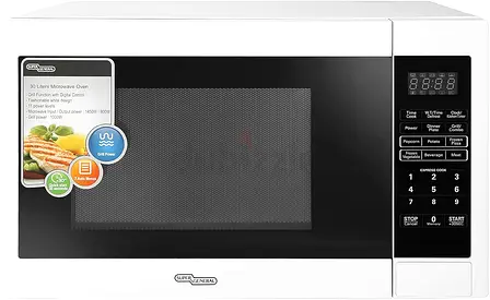 Super General 30 Liters Digital Microwave Oven With Grill, White SGMM-935-DGW