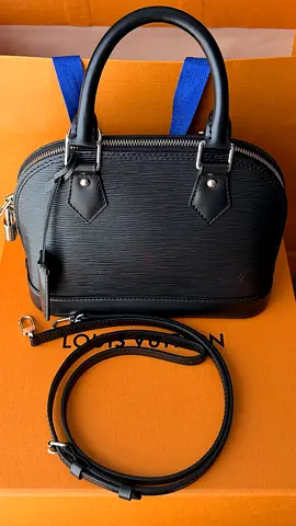 Iconic Louis Vuitton Alma BB in Black Epi Leather