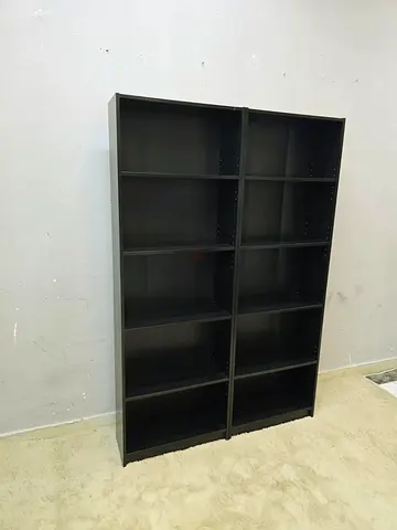 IKEA Billy-style Black Bookcase Pair - Adjustable Shelves