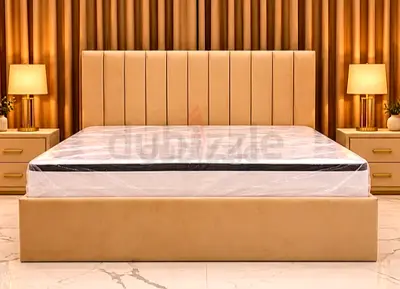 Brend New fabric wooden King size 180x200 Bed with Madical Toppellow Matress Available 28 cm thiknis