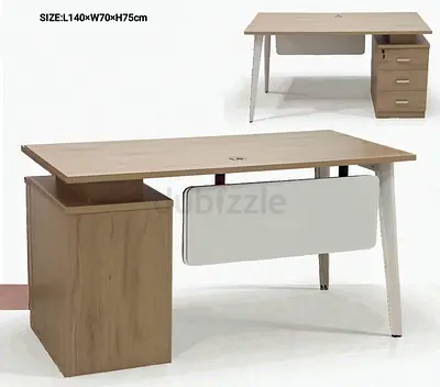 Modern Wooden Office Desk with Side Drawers and Modesty Panel (L140 × W70 × H75 cm)