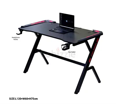Gaming/Computer Desk with Cup  Headphone Holders, 120x60x75cm