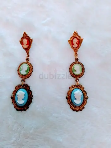 Antique brass cameo earrings from the US