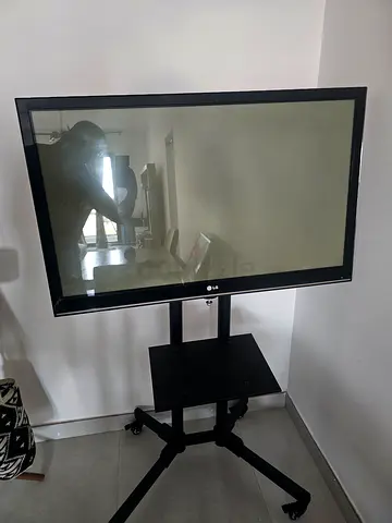LG 43 Flat Panel TV on Mobile Stand - Good Working Condition, no remote