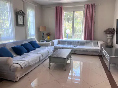 Light Grey Fabric Sofa Set — 2 Large Sofas with 2 Coffee Tables