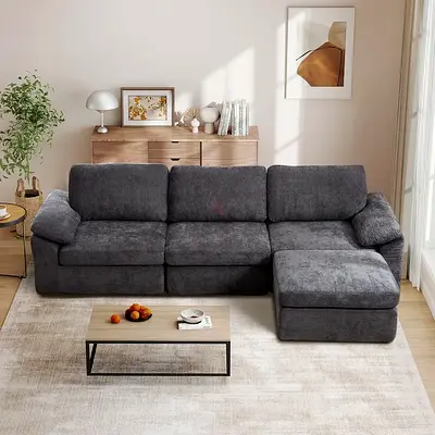 Spacious dark gray sectional sofa