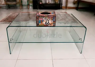 Clear Glass Console Table / Display Shelf - Good Condition