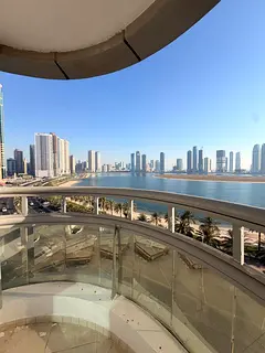 Three bedroom apartment for rent in Al Khan Sharjah direct Al Khan Lake view master bedroom maid roo