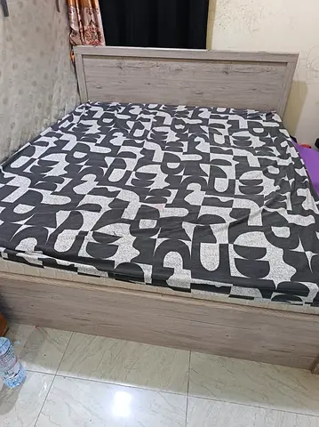 Light Wood Double Bed Frame with Headboard - Good Condition
