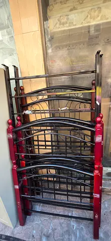 Set of 6 Metal and Wood Dining Chairs (stacked) - Good Used Condition
