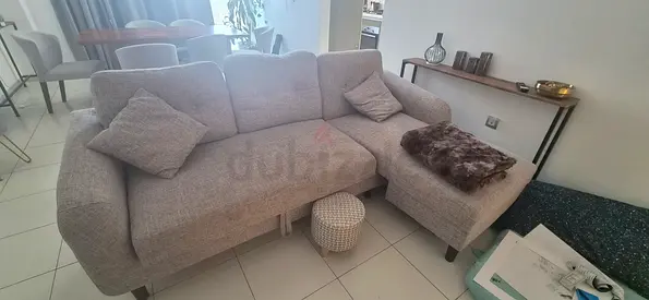 Light grey 3-seater L-shaped sofa bed - good condition